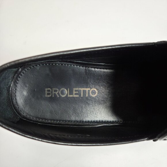 Broletto Black Leather Loafers With Metal Link Made in Italy 8M Pre-Owned main image 10